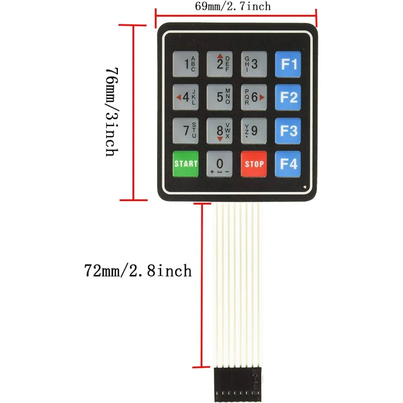 Universal 4x4 16 key matrix mambrane switch keypad keyboard 76x69x0.8mm