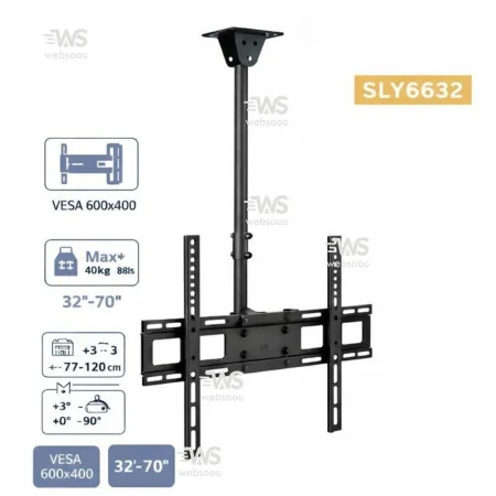 Support TV plafond réglable 32–70 pouces – VESA 600×400 – Charge max 40 kg – Modèle SLY6632