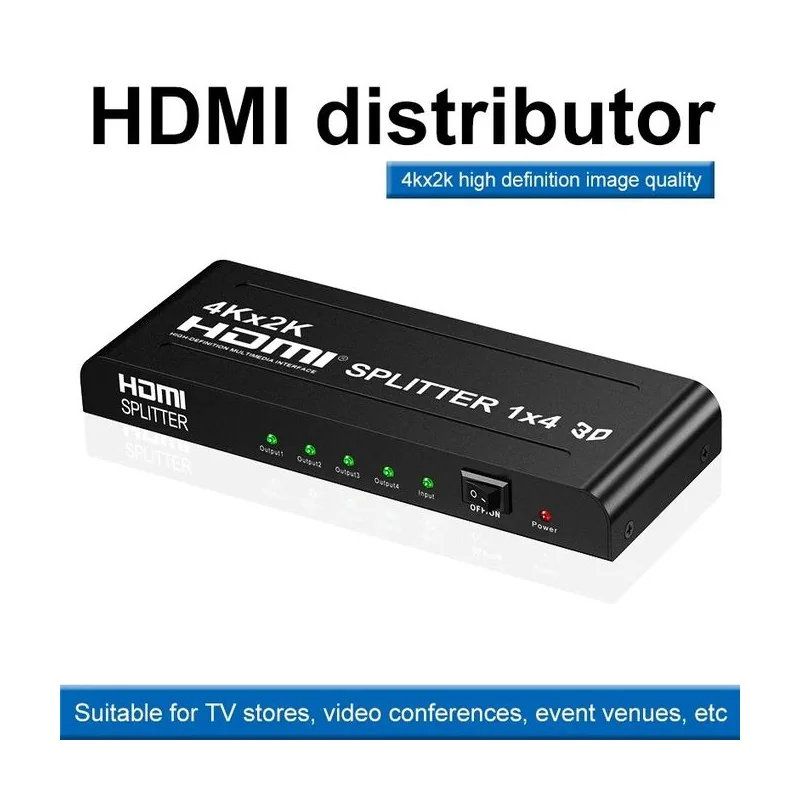 Répartiteur HDMI 1 Entrée 4 Sorties 4K à 30Hz - Splitter Haute Définition, Prise en Charge de 4 Écrans Simultanés BOITE GRIS