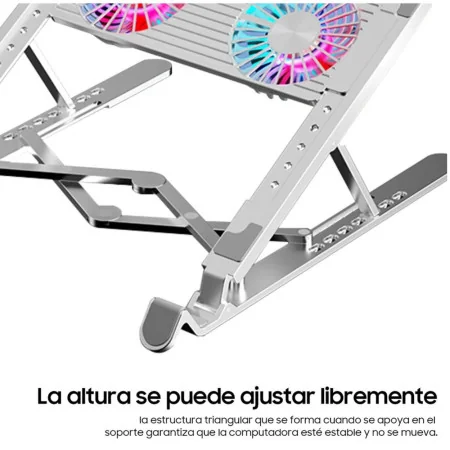 MOOJAY Ventilateur PC Portable RGB 8 Ventilateurs - Refroidisseur Ordinateur 15.6-17.3" 8 Hauteurs Réglables Avec Support Téléphone Et LED Bleue