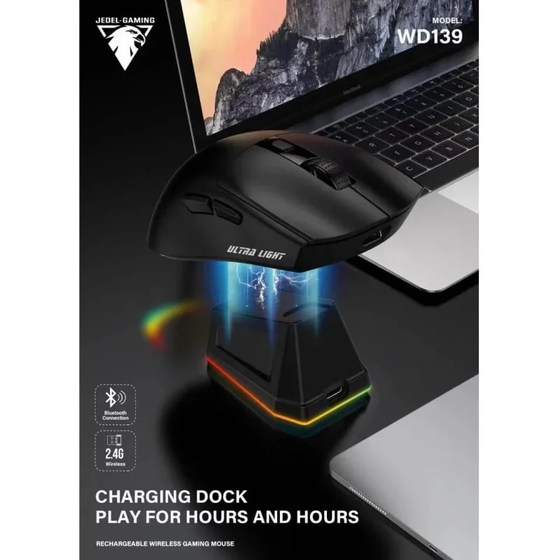 SOURIS JEDEL gaming Magnetic Charging Dock WD139 BLACK/WHITE