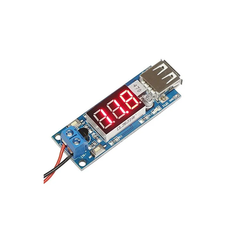 DC 4.5-40V To 5V 2A USB Charger DC-DC Step-down Buck Converter Voltmeter Module