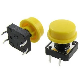 Momentary Tact Tactile Push Button Switch 12x12x7.3mm + Yellow Round Cap