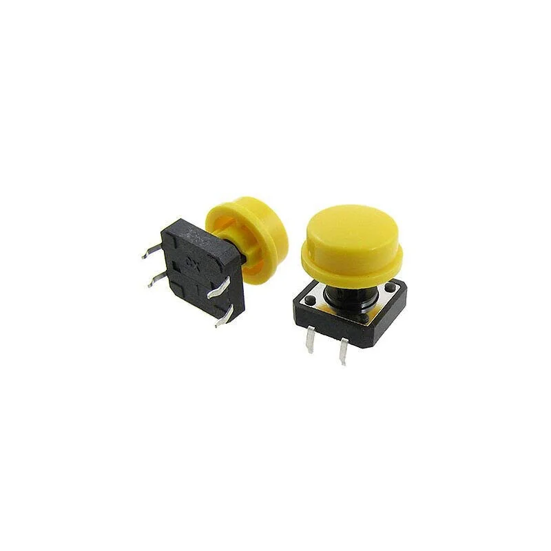 Momentary Tact Tactile Push Button Switch 12x12x7.3mm + Yellow Round Cap
