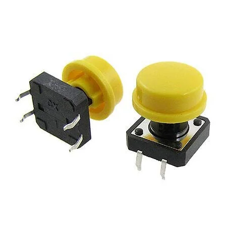 Momentary Tact Tactile Push Button Switch 12x12x7.3mm + Yellow Round Cap