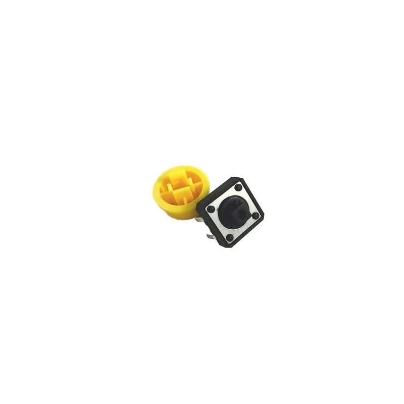 Momentary Tact Tactile Push Button Switch 12x12x7.3mm + Yellow Round Cap