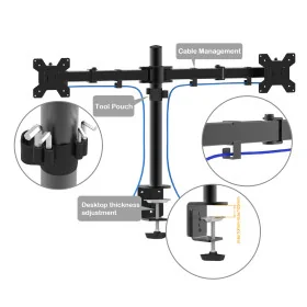 Support de Bureau pour 2 Écrans ANYTOOL - Rotation 360°, Inclinaison ±15°, Charge Maximale 8KG par Écran ATS-0002E