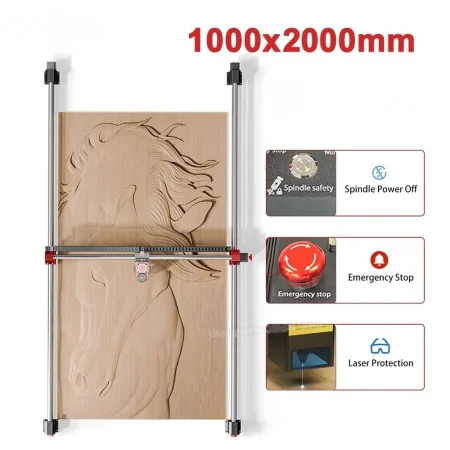 Grande Machine CNC Industrielle ANYTOOL ATC-H80 – Format Géant 1000×2000 mm avec Spindle 500W Haute Précision