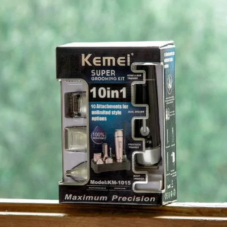 Kemei Kit Tondeuse Waterproof A Cheveux 10 En 1 KM 1015 - Noir 3
