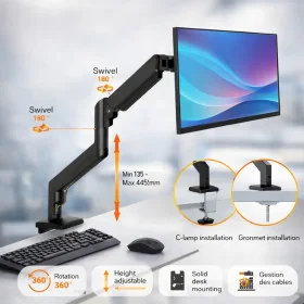 Support de Bureau pour 1 Écrans 3D ANYTOOL - Rotation 360°, Inclinaison ±15°, Charge Maximale 8KG par Écran ATS-001-3D