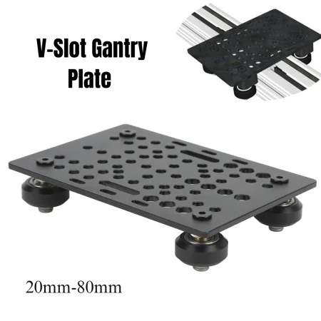 CNC-V-Slot Gantry Plate 20mm-80mm Gantry Plate with 4/6 black wheels