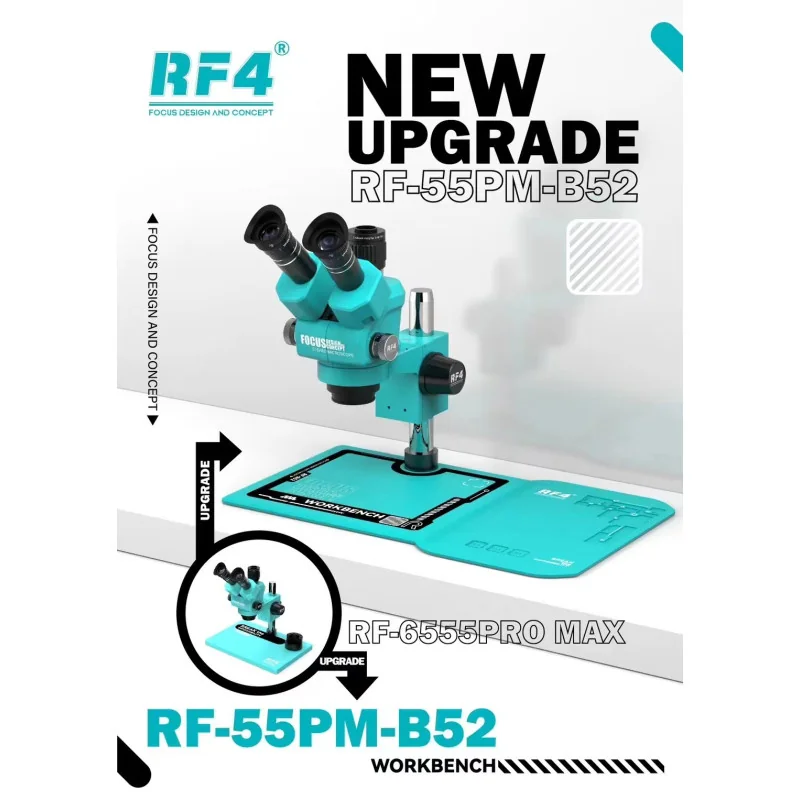 Microscope RF4 Trinocular RF-55-B52 Zoom 6.5-55X