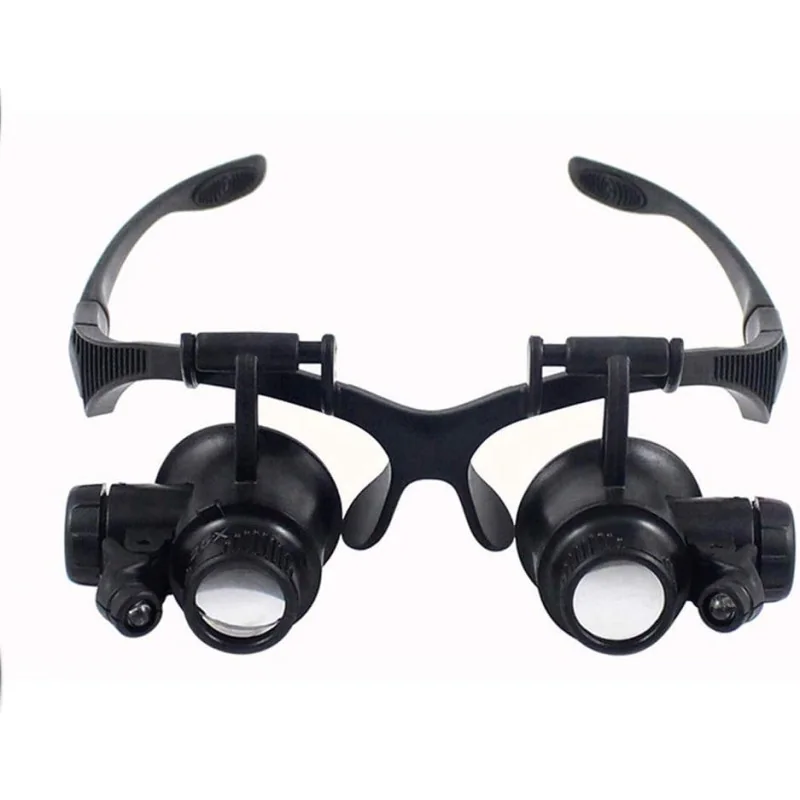 Loupe de travail Double masque oculaire 9892GJ avec lunettes à lumière LED, loupe montée sur la tête