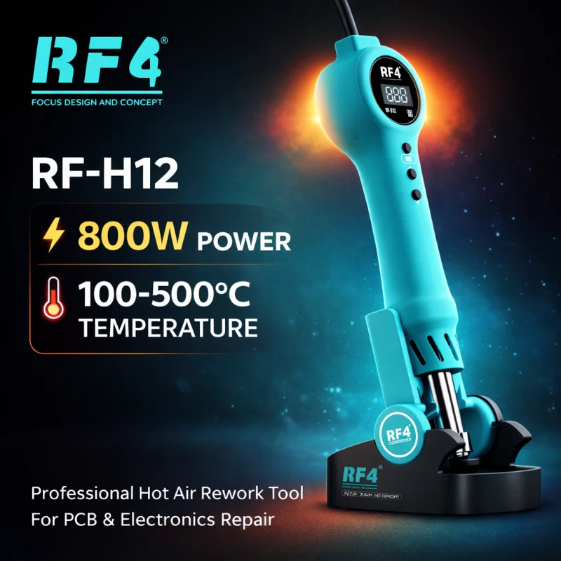 Pistolet à Air Chaud Intégré RF4 RF-H12 avec Affichage Numérique LCD et Base Support