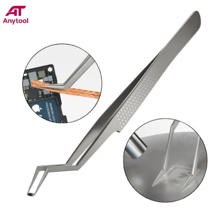 AIDA tweezers, silver, curved