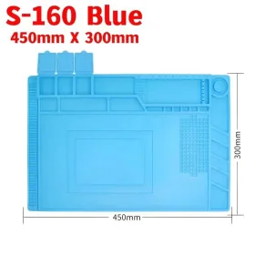 Tapis de Reparation S-160 Bleu / Gris pour Électronique et Soudure