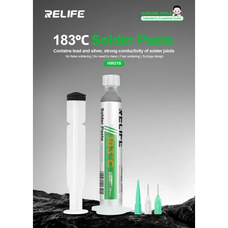 RELIFE HW21S Lead-containing Silver Solder Paste / Syringe-packed 10CC / 183℃