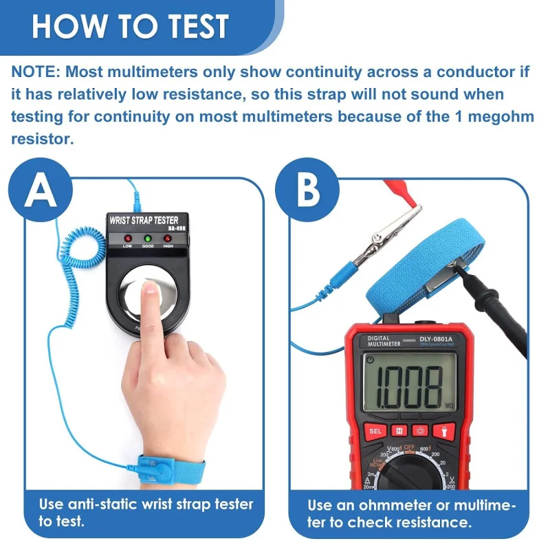 Anti Static Wrist Strap Hand with Grounding Wire Welding Work Glo AIDA A-2303