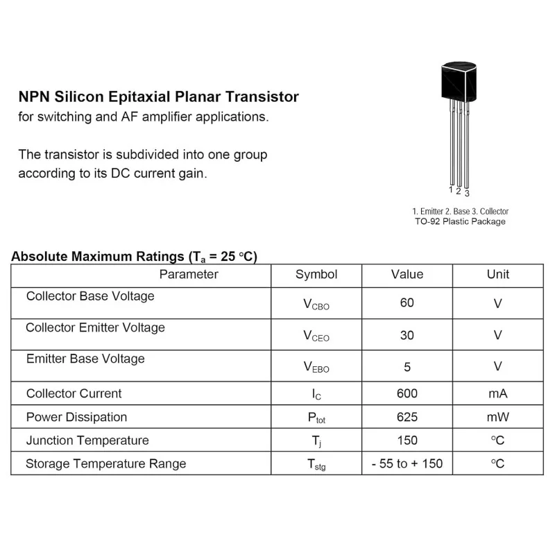 2N2222 NPN Transistor TO-92 2N2222A