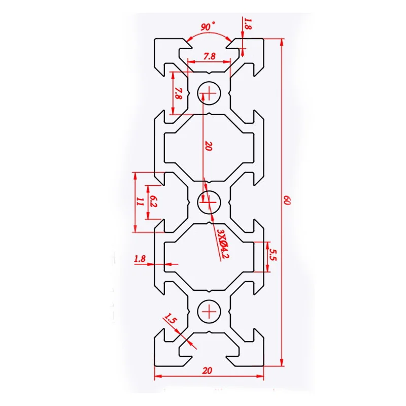 Aluminium V-SLOT ANYTOOL 2060 2M Gris
