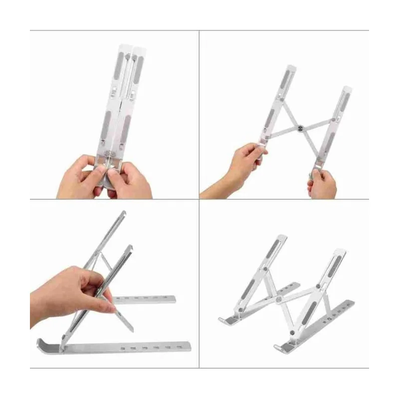 Support Laptop X Reglable Pliable Aluminium Ergonomique Gris