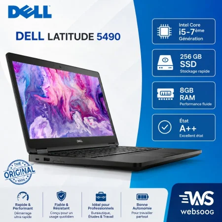 Laptop Dell 5490 i5 -7eme Gen 8G 256G ssd KABA État A++