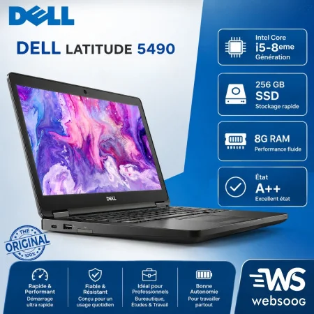 Laptop Dell 5490 i5 -8eme Gen 8G 256G ssd KABA État A++