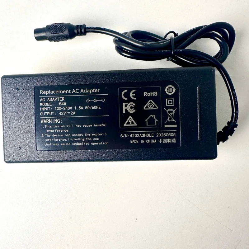 Chargeur Scooter 42V 2A/84W – Adaptateur Secteur pour Trottinette Électrique