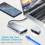 Hub USB-C 11-en-1 vers HDTV 4K avec VGA, LAN Gigabit et Lecteur de Cartes
