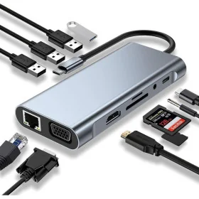 Hub USB-C 11-en-1 vers HDTV 4K avec VGA, LAN Gigabit et Lecteur de Cartes Hub USB-C 11-en-1 vers HDTV 4K avec VGA, LAN Gigabit et Lecteur de Cartes