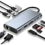 Hub USB-C 11-en-1 vers HDTV 4K avec VGA, LAN Gigabit et Lecteur de Cartes