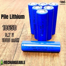 Pile LITHIUM rechargeable 18650 3.7 1800MAH Réel BLUE