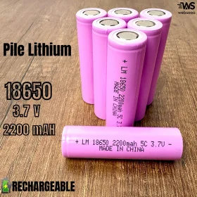Pile LITHIUM rechargeable 18650 3.7 2200MAH Réel VIOLETTE