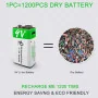 PILE ORGINAL 9V Rechargeable type-C usb 650mAh
