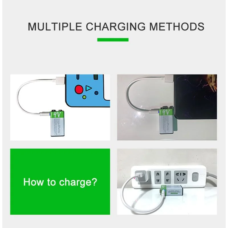 PILE ORGINAL 9V Rechargeable type-C usb 650mAh