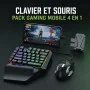 Pack gaming mobile 4 en 1 Mix Pro+ Plus avec clavier souris et adaptateur pour Android Wifi+cable
