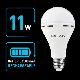 Ampoule LED rechargeable Wellmax 11 W 2500 mAh autonomie 3 heures