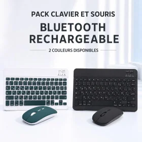 Combo Clavier Souris Rechargeable Mini Wifi 2.4Ghz + Bluetooth