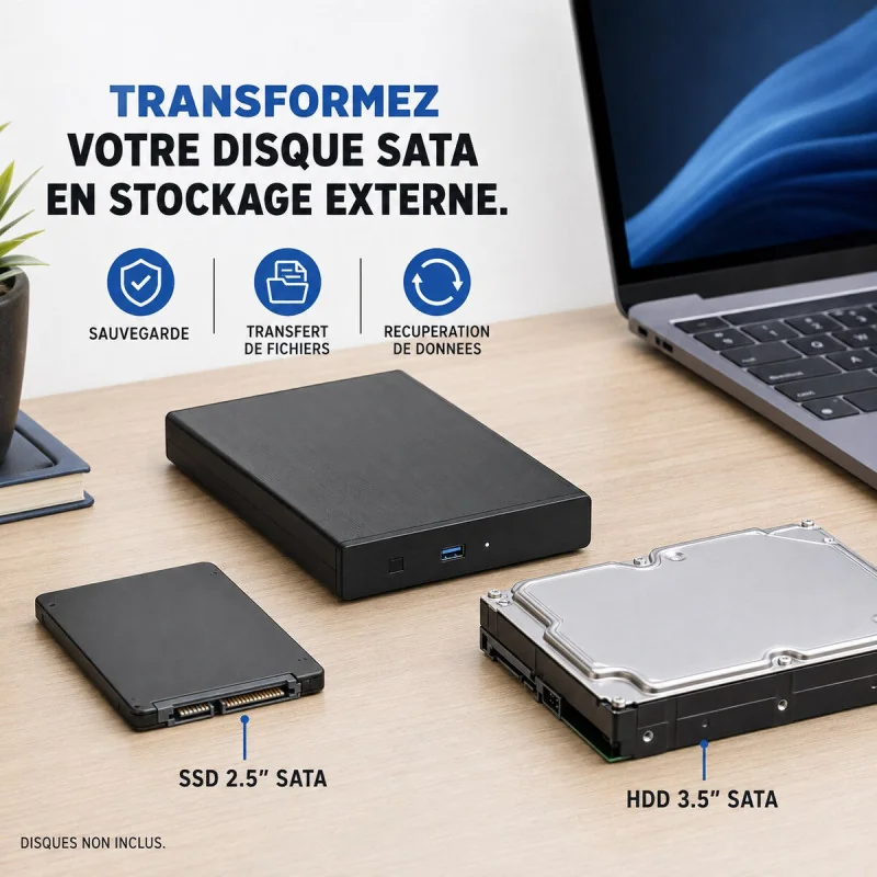 Rack USB 3.0 pour Disques Durs SATA 2.5" / 3.5" HDD & SSD – Jusqu'à 22 To