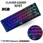 Clavier Gamer Mécanique Rechargeable JEDEL KL‑61 RGB – Bluetooth, Sans Fil 2,4 GHz et USB‑C – Filaire BLUE Switch Black/White