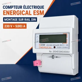 Compteur Electrique ENERGICAL ESM Rail DIN 230V 80A
