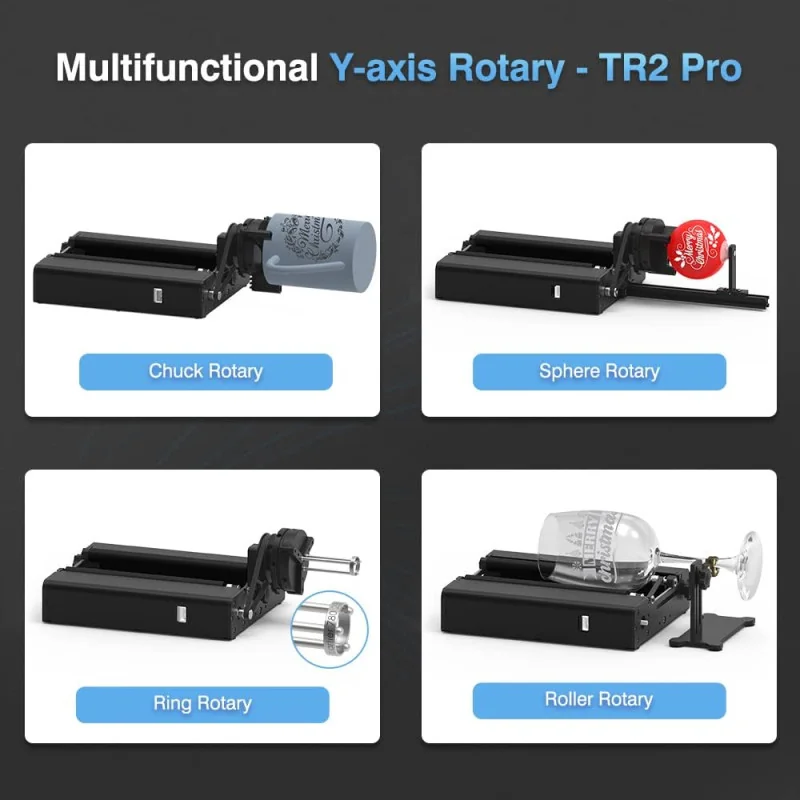 Rouleau Rotatif Laser TR2 PRO – Axe Y 360° pour Gravure et Découpe de Sphères, Anneaux et Tasses