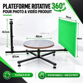 Plateforme Rotative Manuelle 360 Pour Photo Video Produit Plateau 40cm Avec Fond Vert