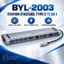 Station Accueil Type C 11 en 1 BYL 2003 HDMI 4K VGA USB C PD 87W