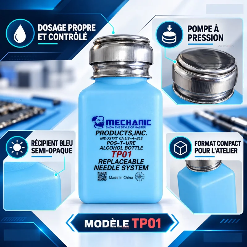 Flacon Distributeur Alcool Mechanic TP01 Pompe Inox Aiguille Remplacable