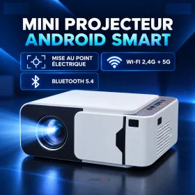 Mini Projecteur Android Smart WiFi 2 4G 5G Bluetooth 5 4 Focus Electrique 200 Pouces
