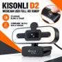 Webcam Kisonli D2 Full HD 1080P USB Eclairage Tactile Blanc Chaud