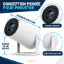 Projecteur "Datashow" Intelligent 4K Android Wifi – Mini LED Home Cinéma Écran 130” pour Téléphone, PC, HDMI USB