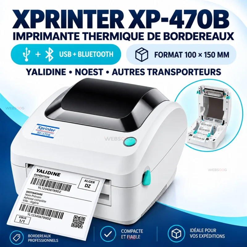 Imprimante Thermique Xprinter XP 470B Bordereaux Livraison USB Bluetooth MAX 100 x 150 mm