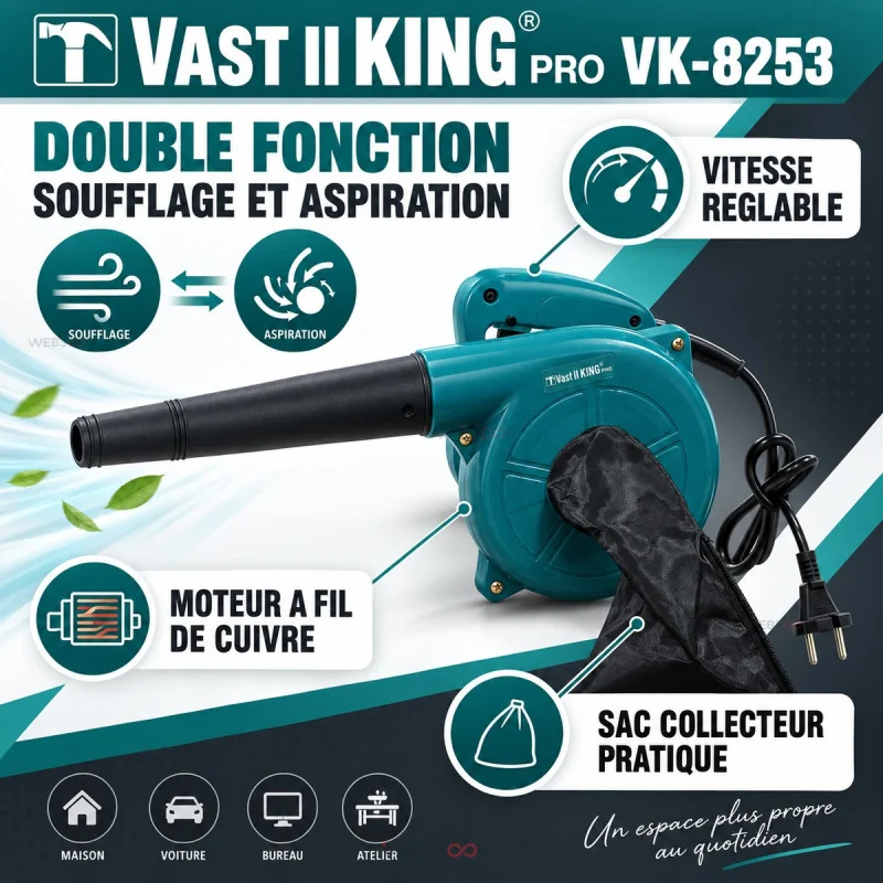 Souffleur Aspirateur Electrique Vast II KING PRO VK 8253 Vitesse Reglable